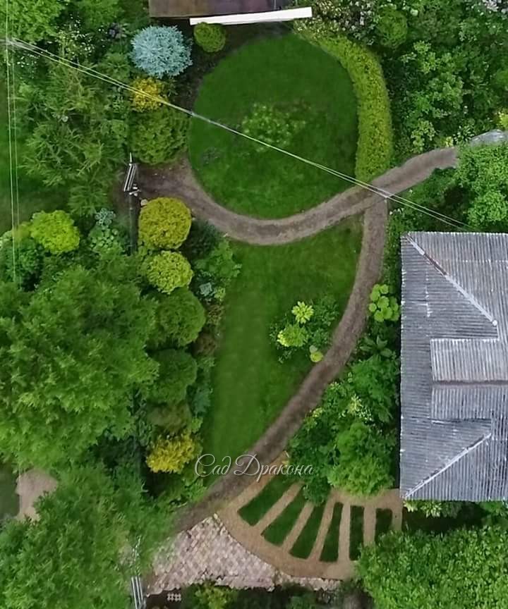 Вид сверху на переднюю (восточную) часть сада. 💚 На следующих фото ➡листайте! ➡ совмещение фото с проектом и проект. 📄